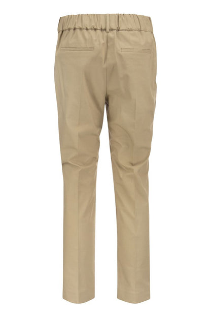 Tailored Stretch Twill Cotton Jogger Trousers - VOGUERINI