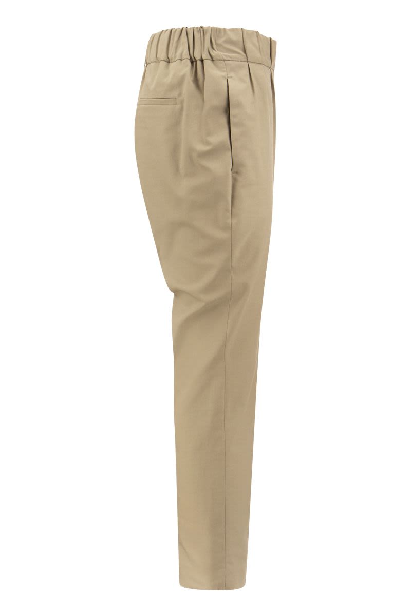 Tailored Stretch Twill Cotton Jogger Trousers - VOGUERINI