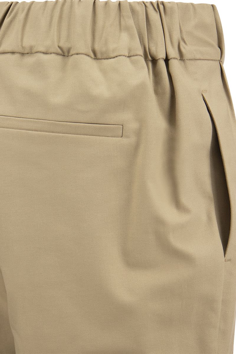 Tailored Stretch Twill Cotton Jogger Trousers - VOGUERINI