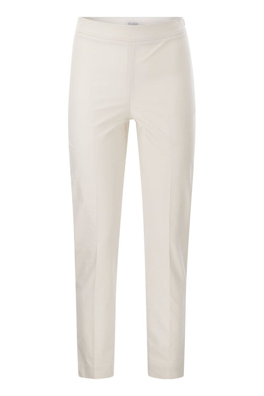 Cotton twill Capri trousers with necklace - VOGUERINI