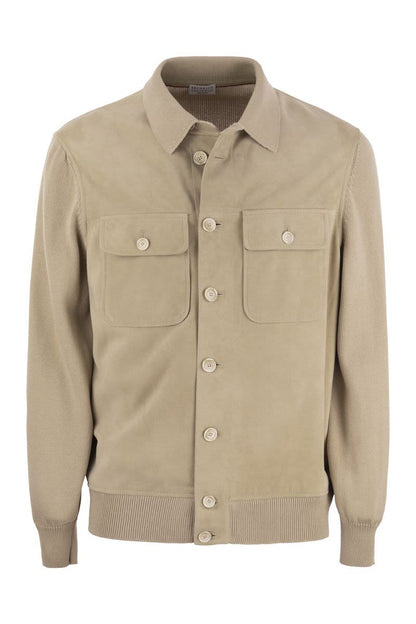 Suede shirt-style cardigan with pockets - VOGUERINI