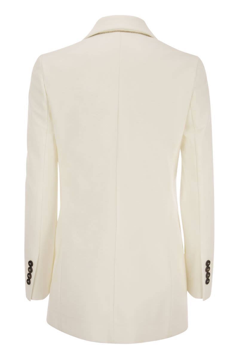 Stretch cotton interlock Couture jacket with jewellery - VOGUERINI