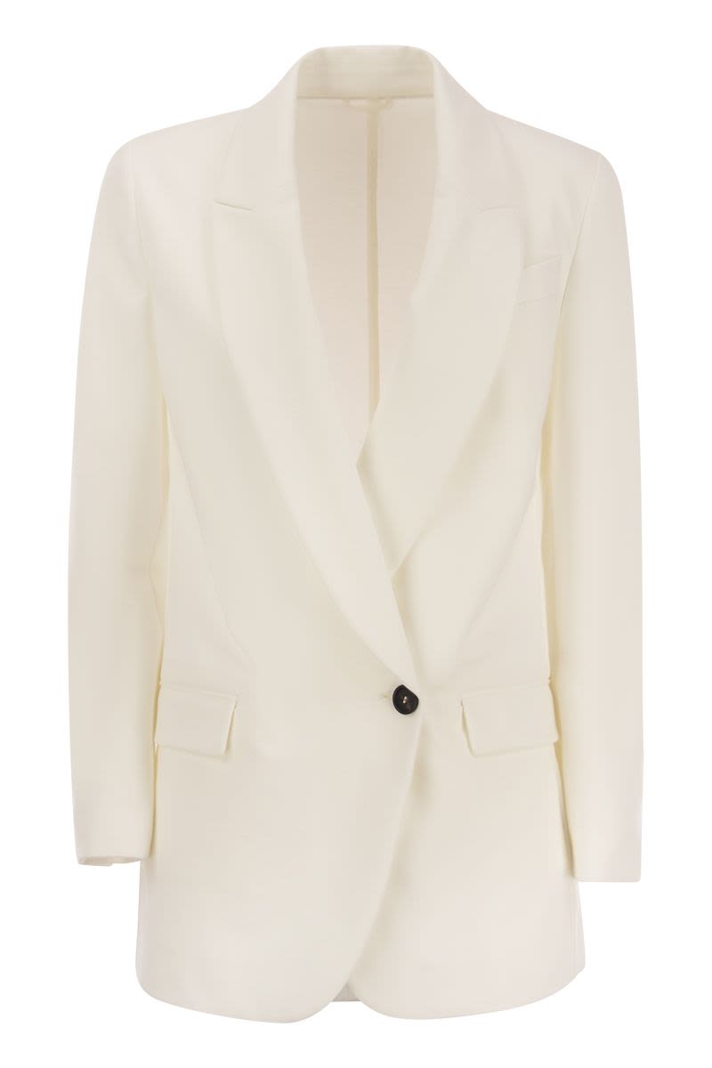 Stretch cotton interlock Couture jacket with jewellery - VOGUERINI