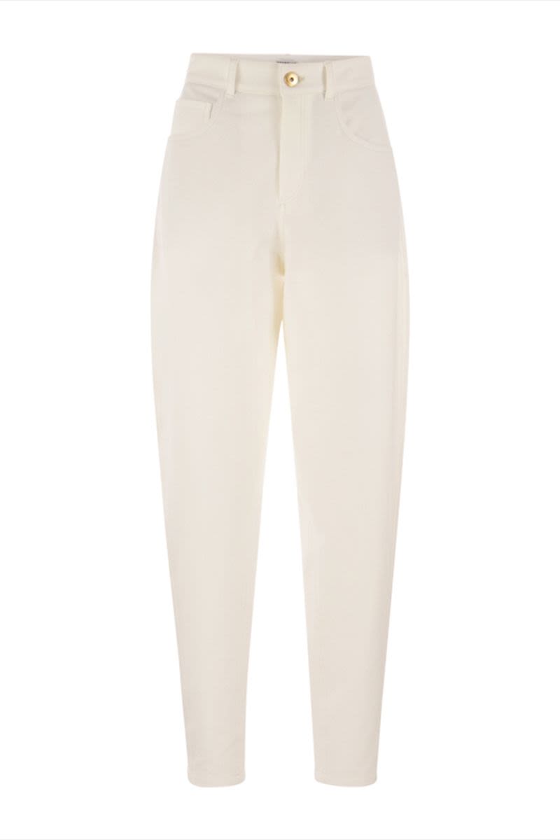 Five-pocket curved trousers in stretch cotton interlock - VOGUERINI