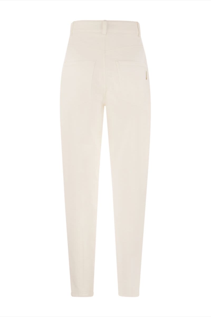 Five-pocket curved trousers in stretch cotton interlock - VOGUERINI