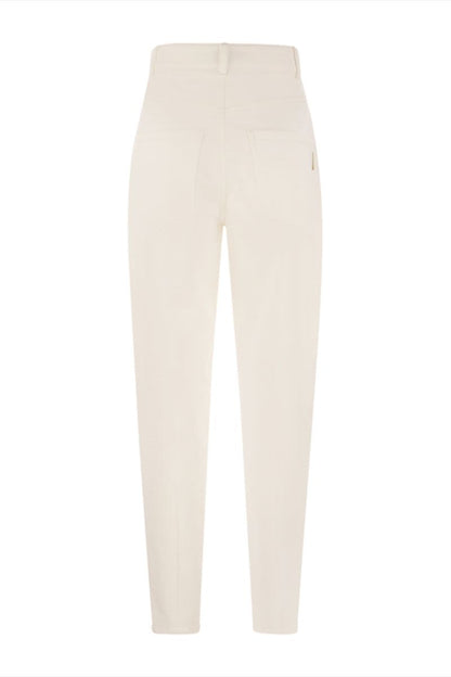 Five-pocket curved trousers in stretch cotton interlock - VOGUERINI