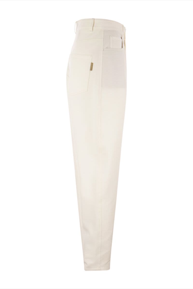 Five-pocket curved trousers in stretch cotton interlock - VOGUERINI