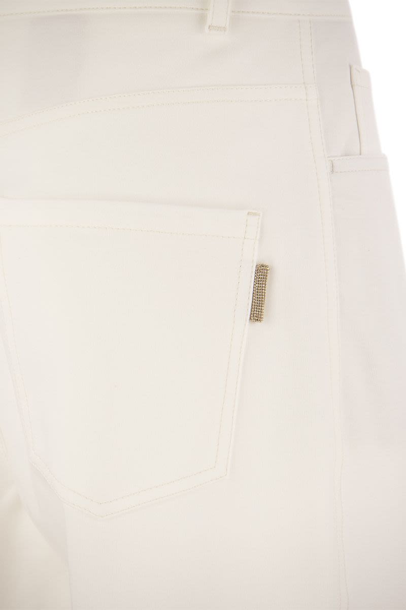 Five-pocket curved trousers in stretch cotton interlock - VOGUERINI