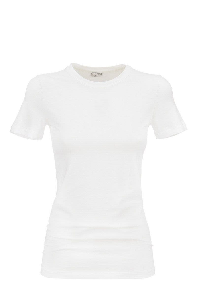 Stretch cotton jersey T-shirt with Monili - VOGUERINI