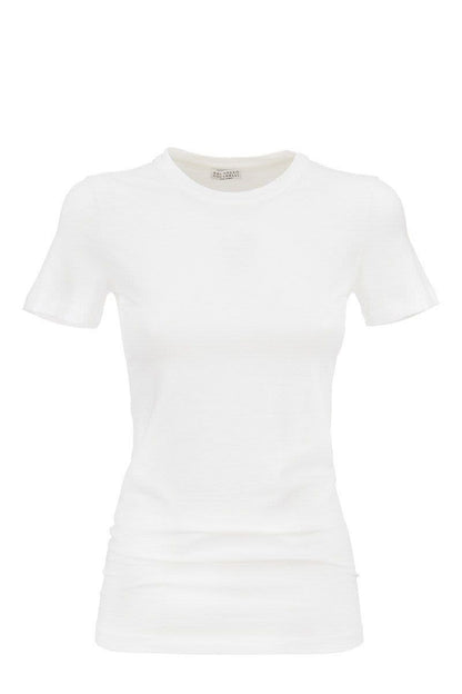 Stretch cotton jersey T-shirt with Monili - VOGUERINI