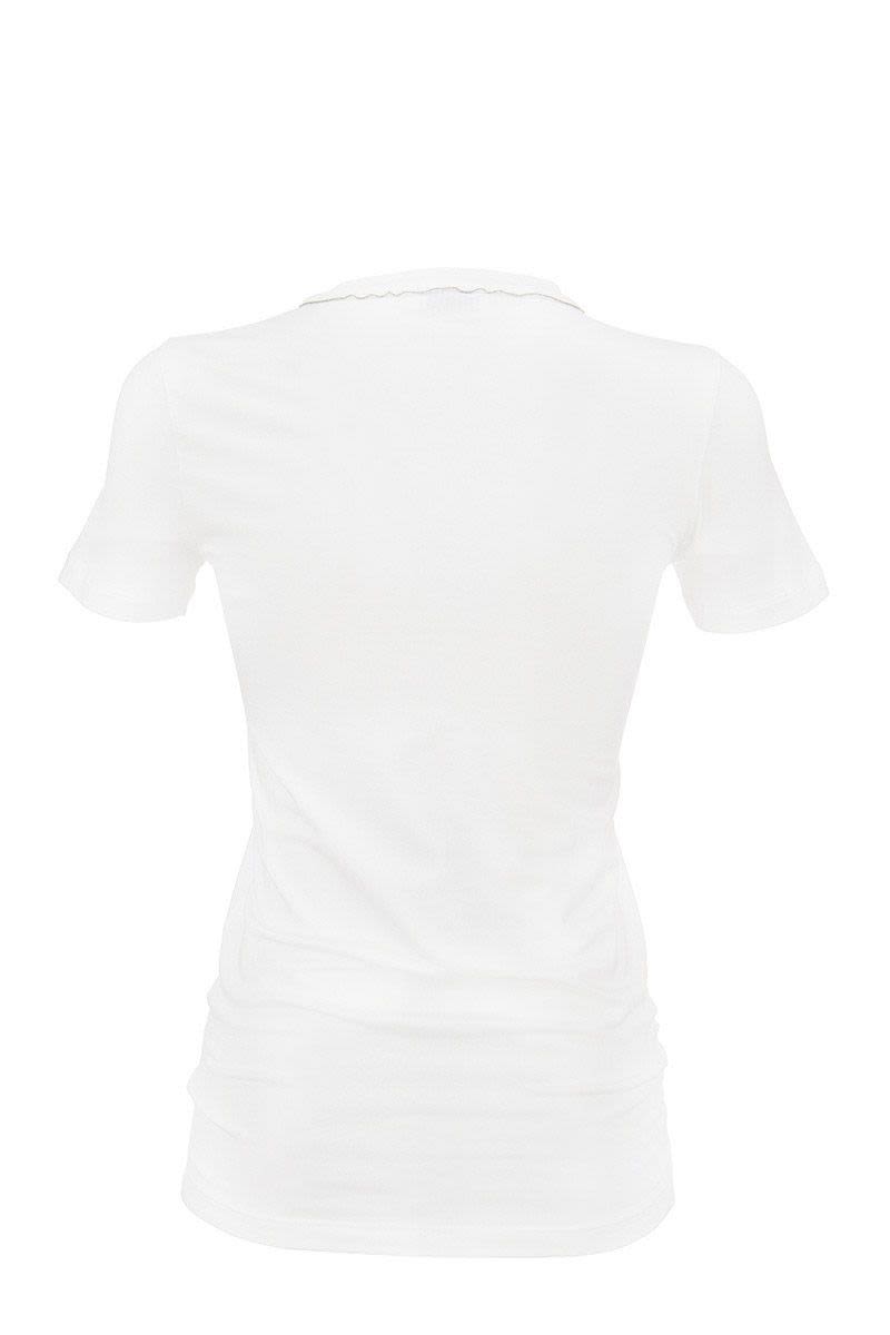 Stretch cotton jersey T-shirt with Monili - VOGUERINI