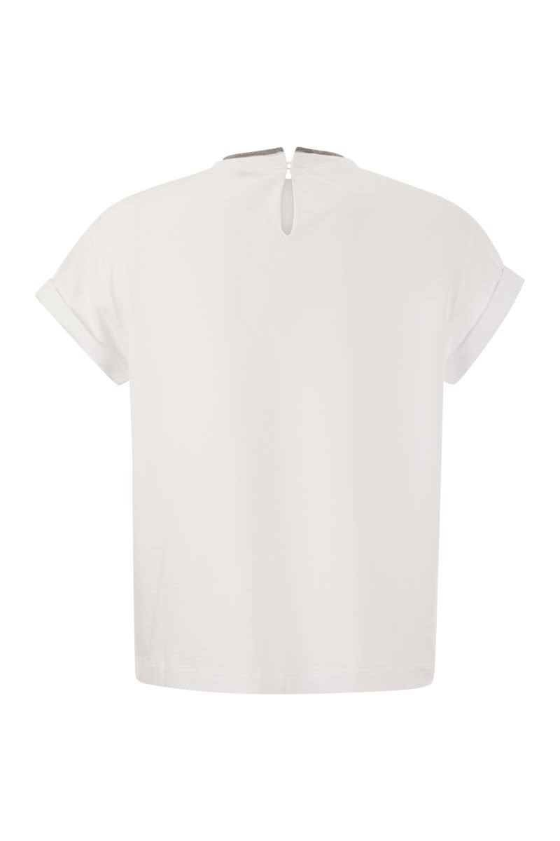 Stretch cotton jersey T-shirt with Precious faux-layering - VOGUERINI