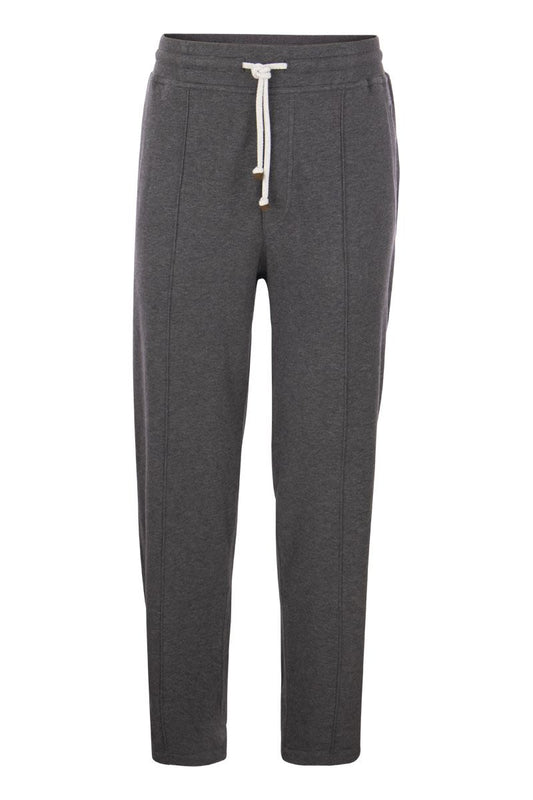 Techno cotton fleece trousers with crête - VOGUERINI