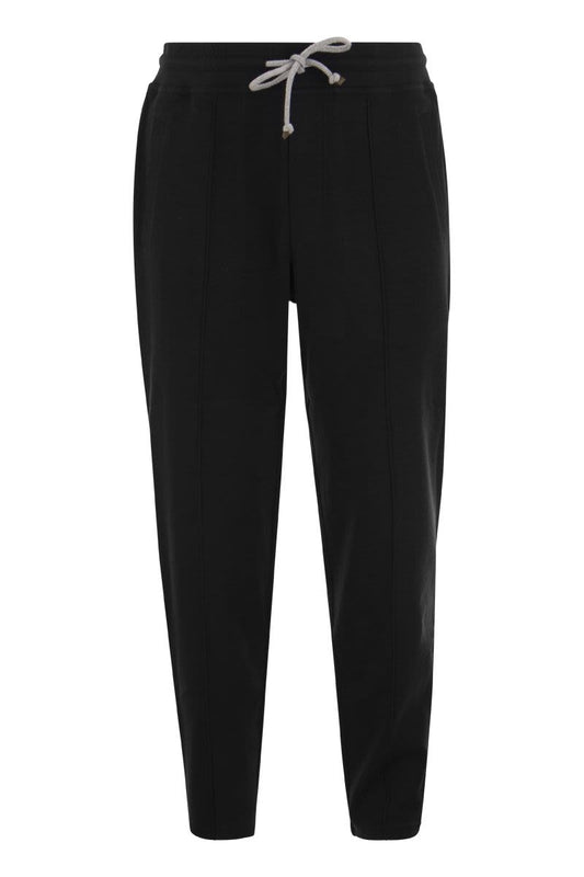 Techno cotton fleece trousers with crête - VOGUERINI