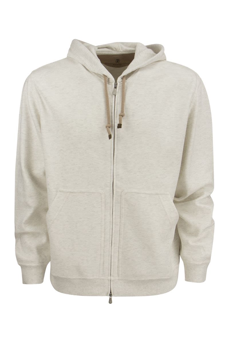 Hooded and zipped techno cotton fleece topwear - VOGUERINI