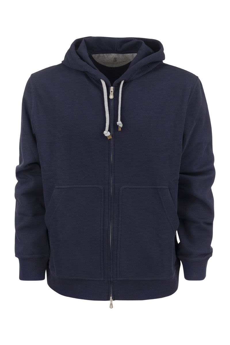 Techno Cotton Interlock Zip-Front Hooded Sweatshirt - VOGUERINI