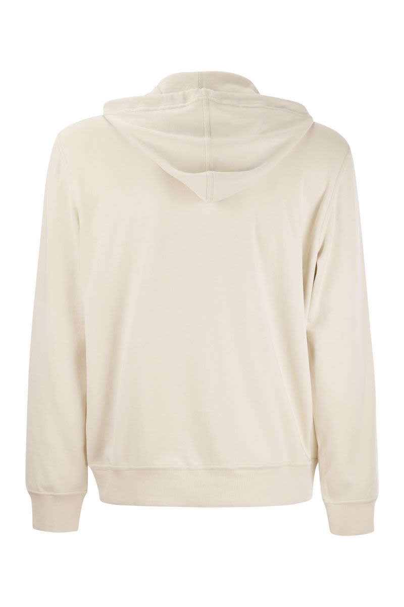 Techno Cotton Interlock Zip-Front Hooded Sweatshirt - VOGUERINI