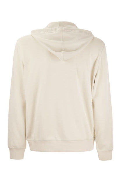 Techno Cotton Interlock Zip-Front Hooded Sweatshirt - VOGUERINI