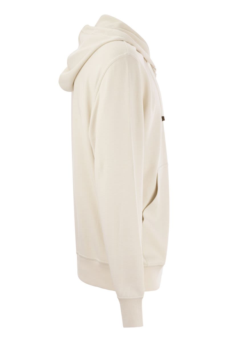 Techno Cotton Interlock Zip-Front Hooded Sweatshirt - VOGUERINI