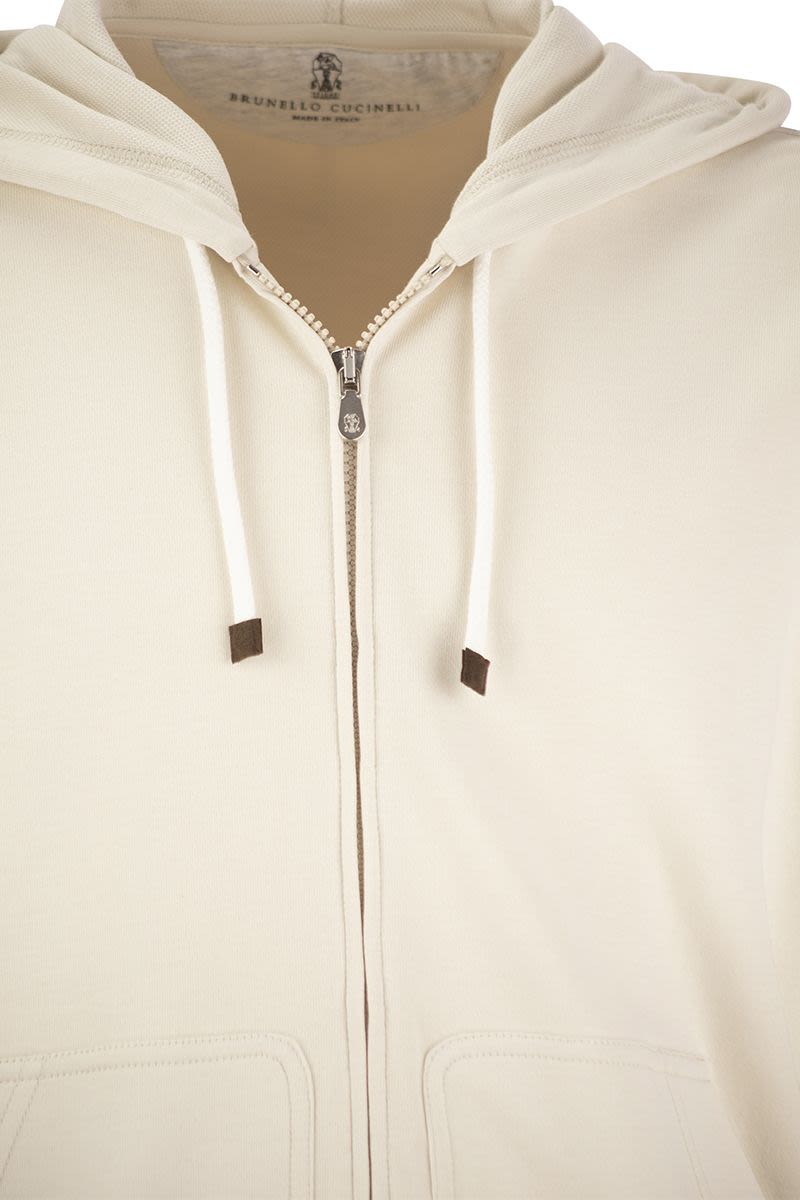 Techno Cotton Interlock Zip-Front Hooded Sweatshirt - VOGUERINI