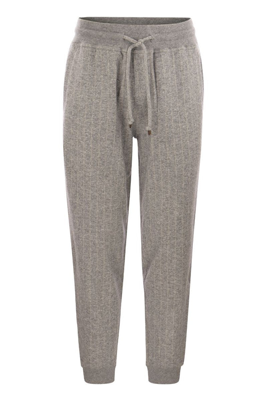 Cashmere and cotton trousers with cuff and drawstring - VOGUERINI