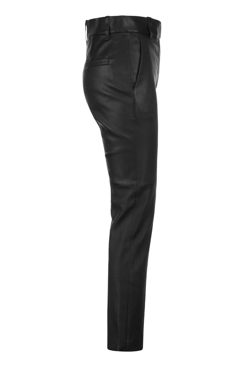 Stretch nappa leather cigarette trousers - VOGUERINI