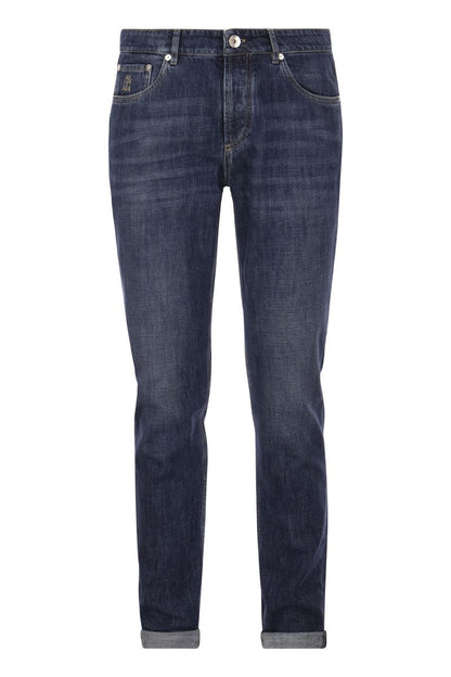 Five-pocket traditional fit trousers in lightweight denim - VOGUERINI