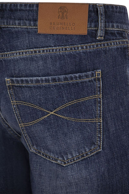 Five-pocket traditional fit trousers in lightweight denim - VOGUERINI