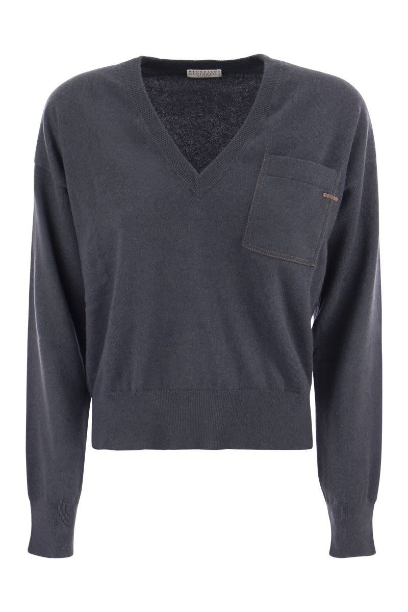 Cashmere sweater with pocket - VOGUERINI