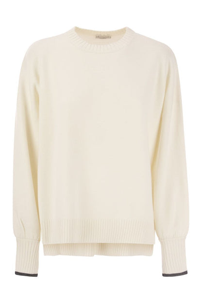 Cashmere Knit with Shiny Contrast Cuffs - VOGUERINI