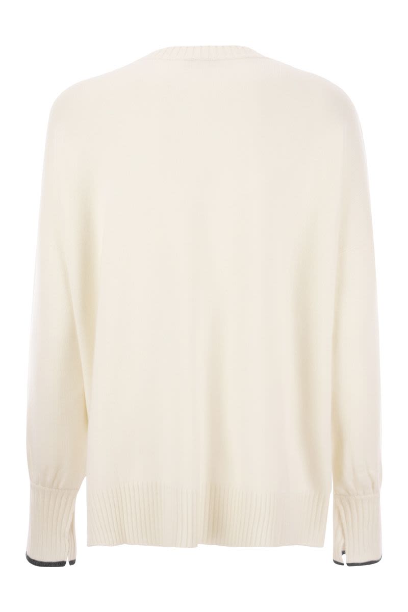 Cashmere Knit with Shiny Contrast Cuffs - VOGUERINI