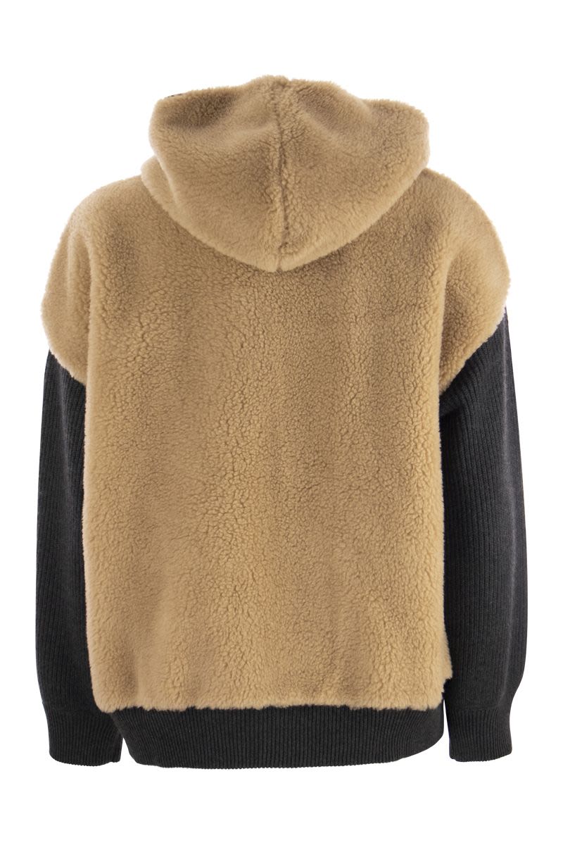 Virgin wool and cashmere plush hooded outerwear - VOGUERINI