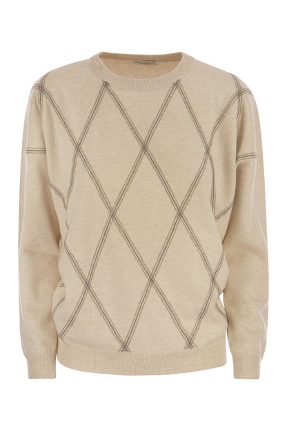 Crew-neck sweater in virgin wool, cashmere and silk - VOGUERINI