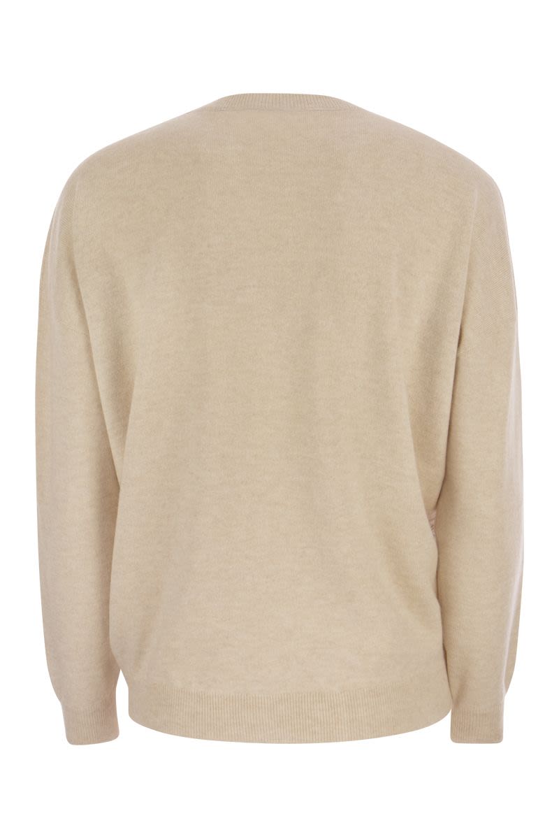 Crew-neck sweater in virgin wool, cashmere and silk - VOGUERINI