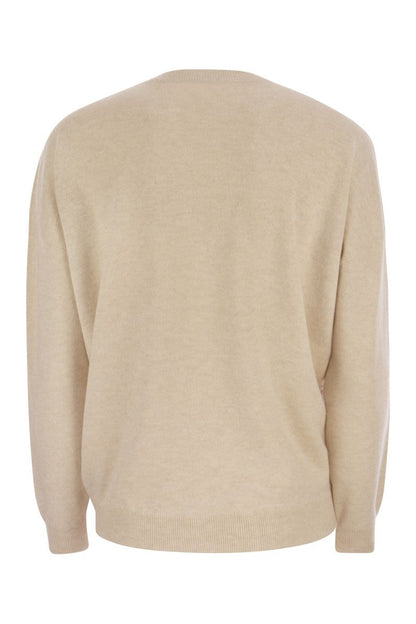 Crew-neck sweater in virgin wool, cashmere and silk - VOGUERINI