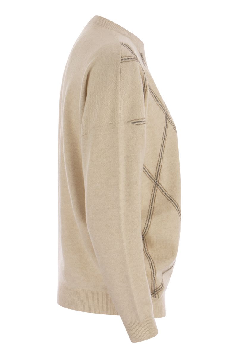 Crew-neck sweater in virgin wool, cashmere and silk - VOGUERINI