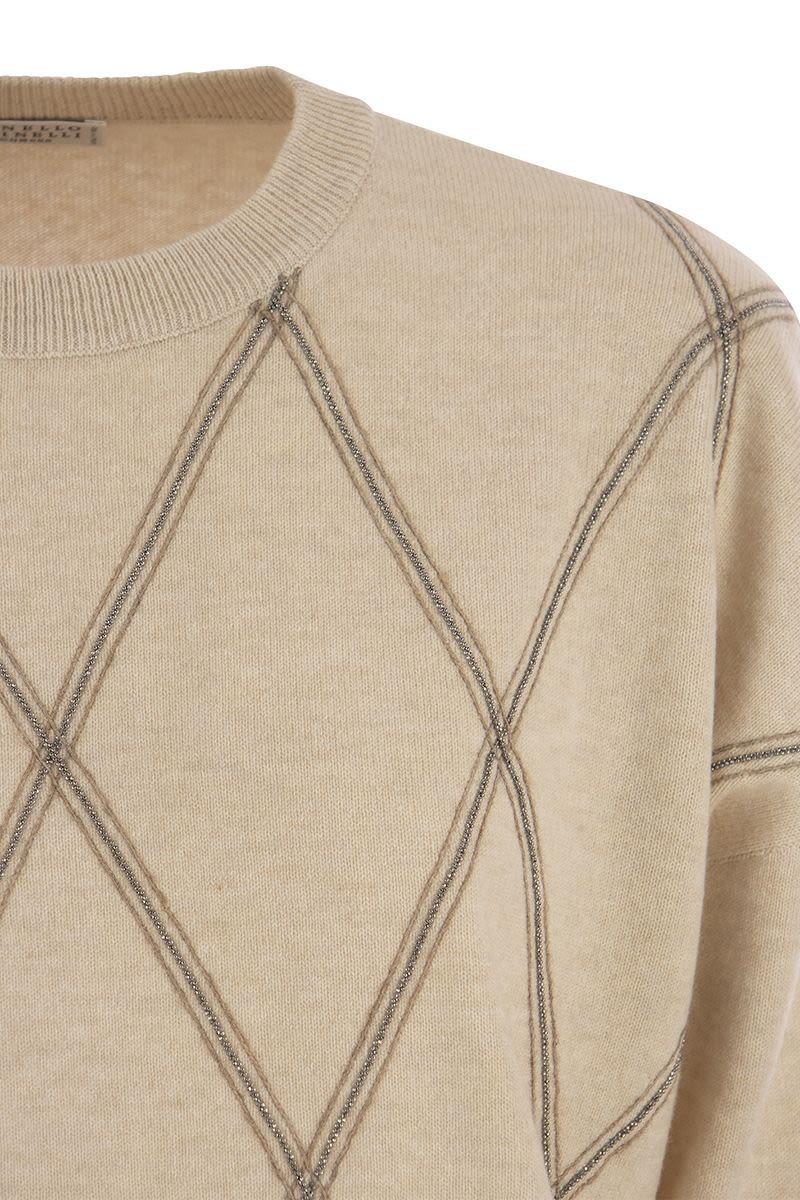 Crew-neck sweater in virgin wool, cashmere and silk - VOGUERINI