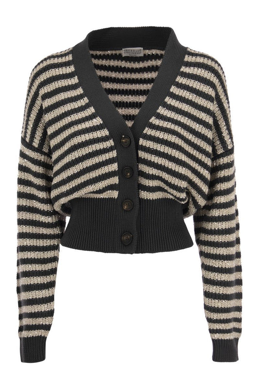 Cotton cardigan with Dazzling Stripes - VOGUERINI