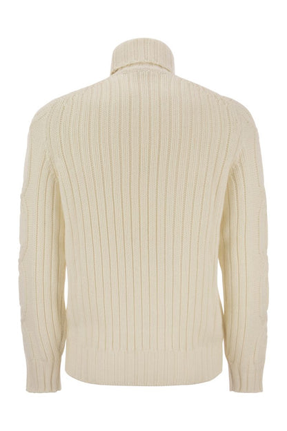 Braided cashmere turtleneck sweater - VOGUERINI