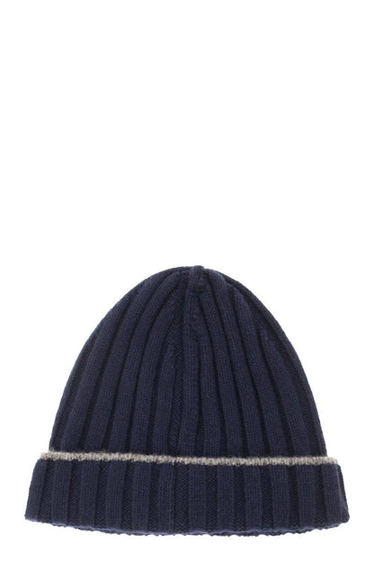 English rib cashmere knit Beanie - VOGUERINI