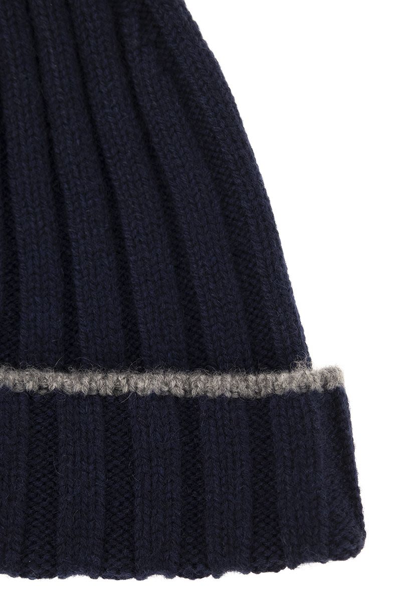 English rib cashmere knit Beanie - VOGUERINI