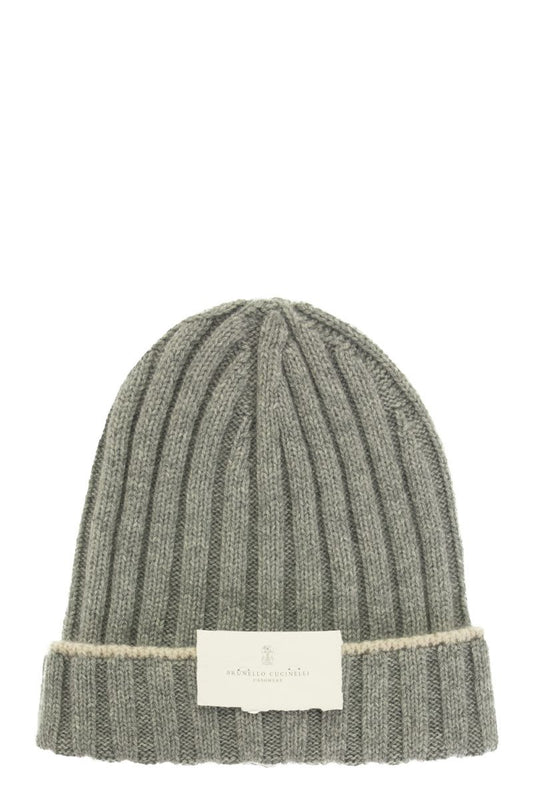 English rib cashmere knit Beanie - VOGUERINI