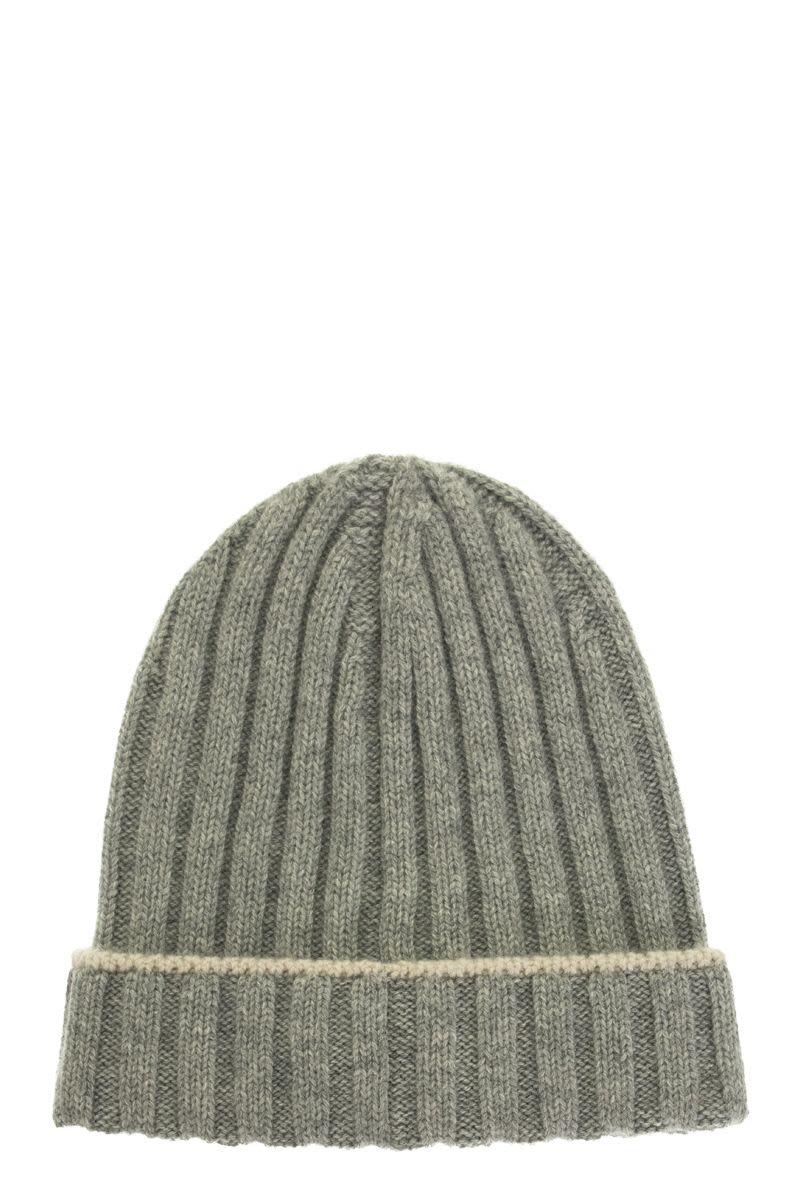 English rib cashmere knit Beanie - VOGUERINI