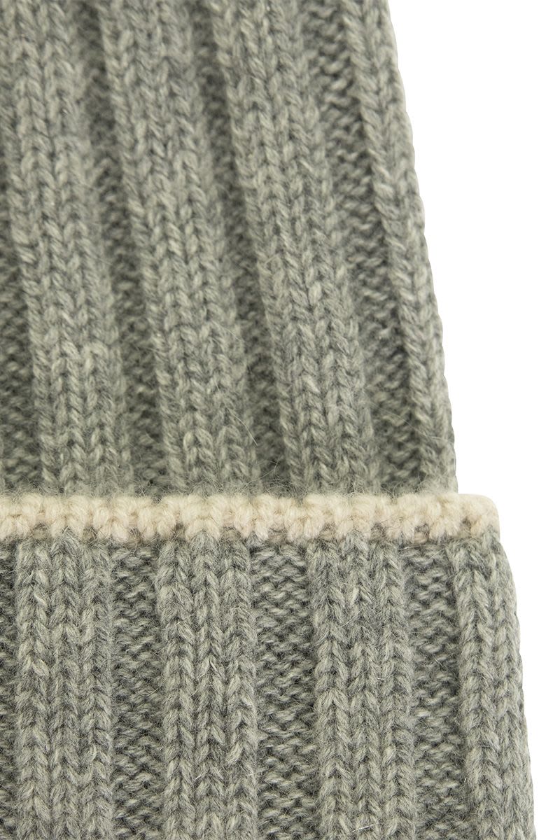 English rib cashmere knit Beanie - VOGUERINI