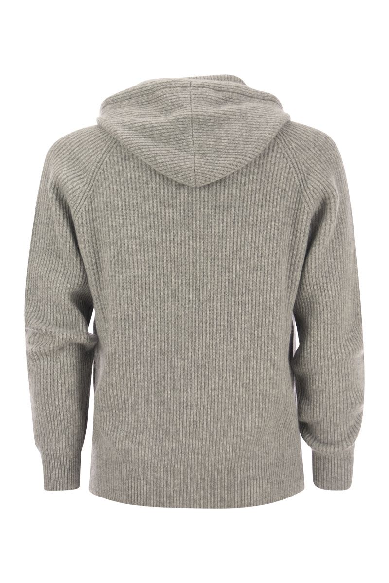 English rib cashmere knit hooded topwear - VOGUERINI