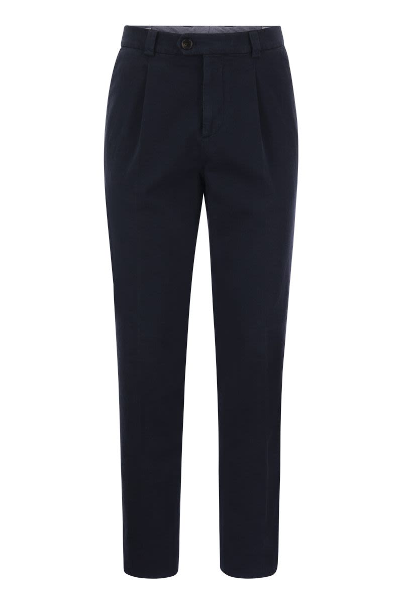 Cotton-blend trousers with darts - VOGUERINI