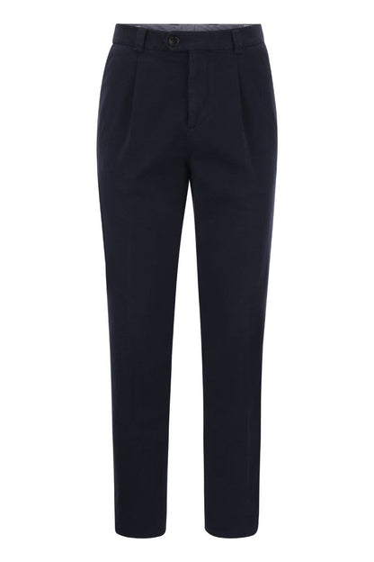 Cotton-blend trousers with darts - VOGUERINI