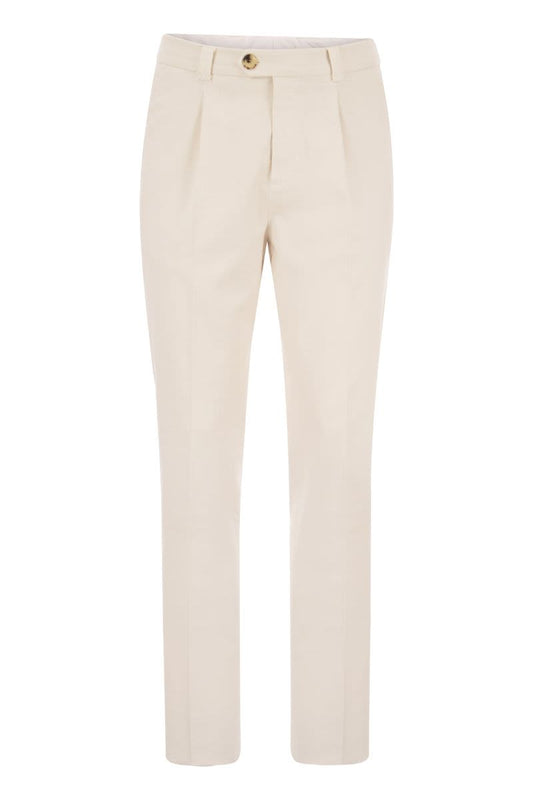 Cotton-blend trousers with darts - VOGUERINI