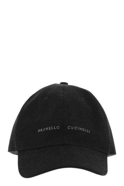 Cotton canvas baseball cap with embroidery - VOGUERINI