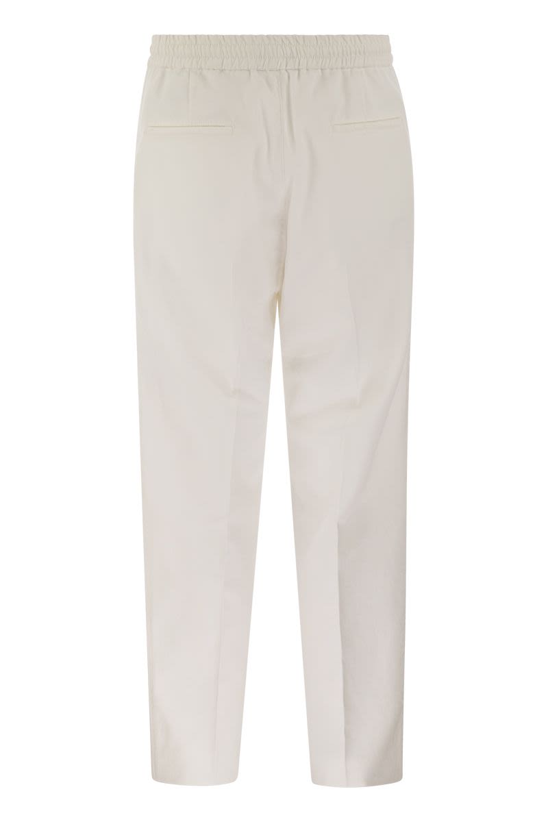 Leisure fit cotton gabardine trousers with drawstring and double darts